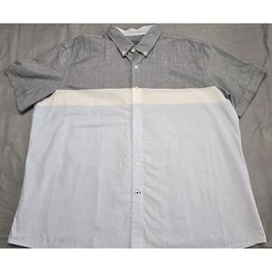 Izod Men's Botton Down SS Shirt XXL Multi-color Gray/White/Blue